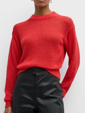 NWOT 100% Linen APIECE APART Helmi Crewneck Knit Coral Red Sweater, Small